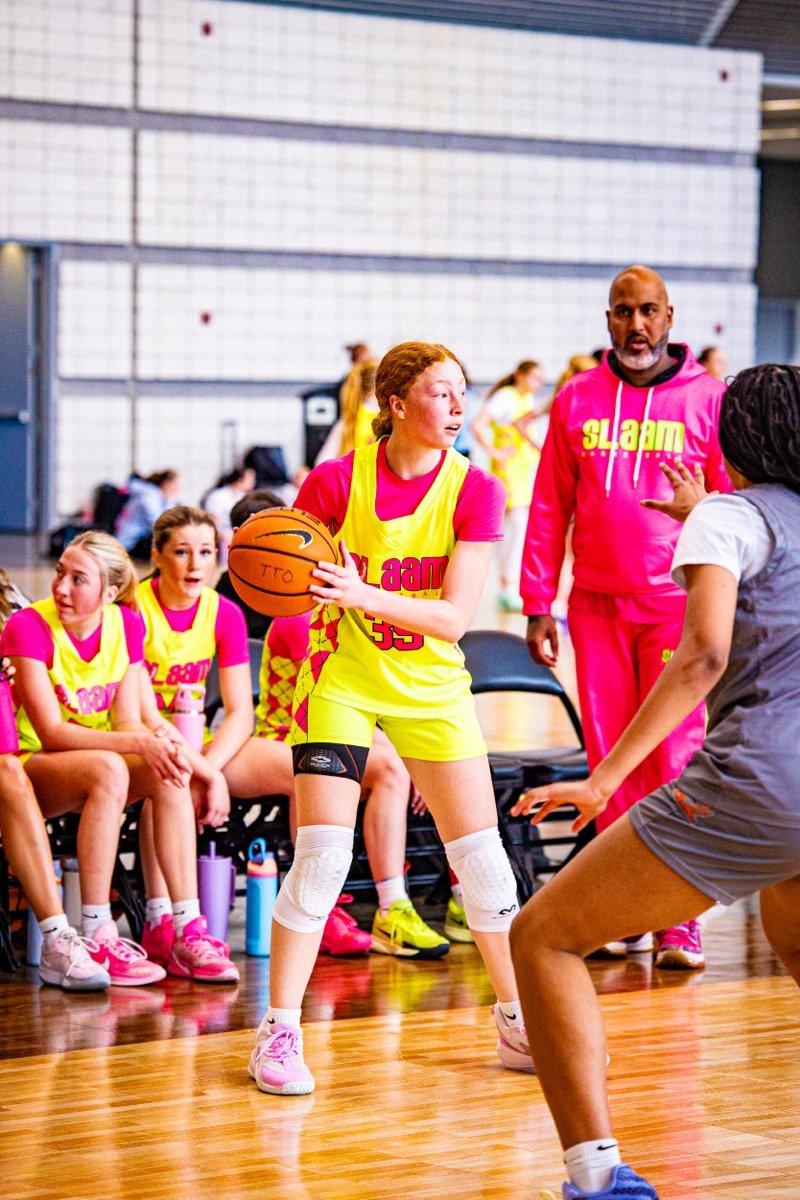 A SLAAM player handling the ball during a tournament.